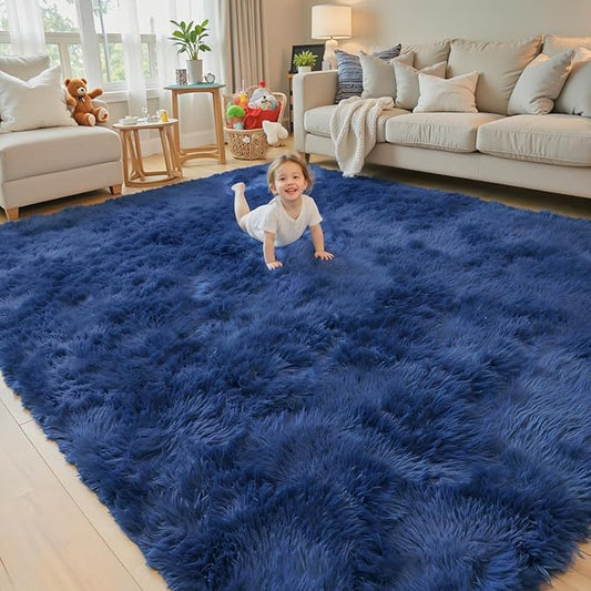 Rugs for Living Room 5x8, Alfombras para Salas Shag Large Plush Soft Area Rug, Shaggy Carpets for Bedroom, Kids Boys Girls Home Decor Aesthetic(Royal Blue, 5 x 8)