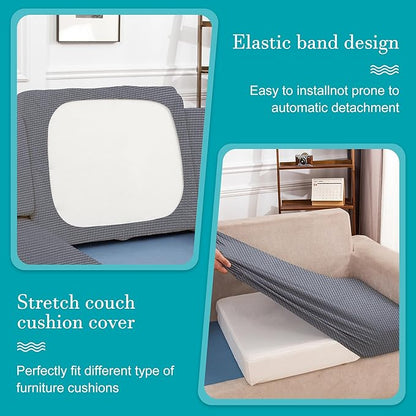 12Pcs Stretch Patio Cushion Covers,Outdoor Couch Covers Replacement,Outdoor Couch & Sofa Slipcovers,for Patio Furniture Cushion Covers,Washable Reusable Furniture Protector (Grey,Cover Only)