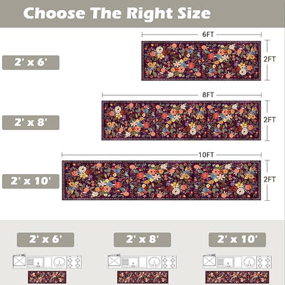 Rug for Hallways Kitchen Rug 2x6, Non Slip Washable Rugs with Rubber Backing Soft Floral Carpet Runner for Hallways, Kitchen, Laundry, Bedroom, Bathroom (2 x 6, Purple)