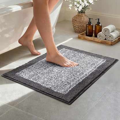 Bathroom Rugs 24x17 Non Slip Washable, Grey Bath Mat for Bathroom Floor Tub, Soft Absorbent Quick Dry Mats for Shower, Bathtub,Home Decor
