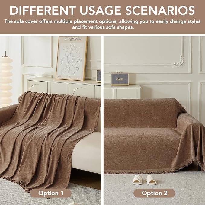 Armchair Couch Cover for Dogs 1 Cushion, Washable Recliner Covers Sofa Protector, Oversized Single Chair Covers, Accent Chair Couch Slipcovers, Pet Couch Cover Blanket Throws(71"x91", Coffee)