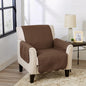 Great Bay Home Reversible Chair Cover - Washable Slipcover Furniture Protector with Elastic Straps - Perfect for Kids & Pets - Quilted & Stitched Detail (Chocolate/Taupe)