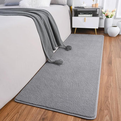 AROGAN 2x8 Feet Shag Runner Rug for Hallways, Washable Rugs with Memory Foam for Bedroom, Entryway Indoor Fluffy Throw Rug for Bedside Living Room Kids Girls Nursery Dorm Room Decor, Grey