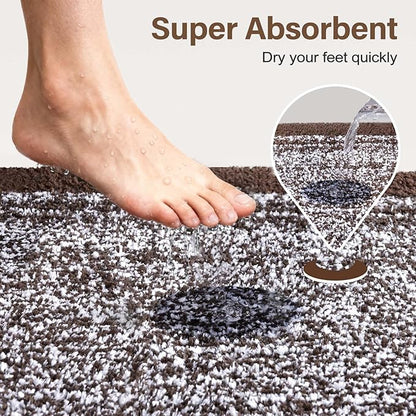 48x24 Long Bathroom Rugs Washable Non Slip, Brown Bath Mat for Bathroom Floor Tub, Soft Absorbent Quick Dry Mats for Shower,Bathtub,Home Decor