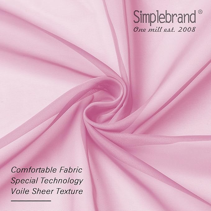 Simplebrand Pink Sheer Curtains 84 Inches Long, Light Filtering Rod Pocket Solid Color Window Sheer Curtain Panels, Elegant Curtains & Drapes for Living Room, Bedroom 2 Panels (42" W x 84" L)