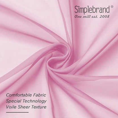 Simplebrand Pink Sheer Curtains 84 Inches Long, Light Filtering Rod Pocket Solid Color Window Sheer Curtain Panels, Elegant Curtains & Drapes for Living Room, Bedroom 2 Panels (42" W x 84" L)