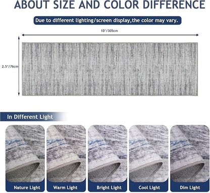 2.5x10 Washable Runner Rugs,10 ft Runner Rug for Hallways,Ultra-Thin Abstract Long Stain Resistant Rug Runner，Non-Slip Backing Kitchen Runner Rugs for Bedroom，Entryway，Living Dining Room