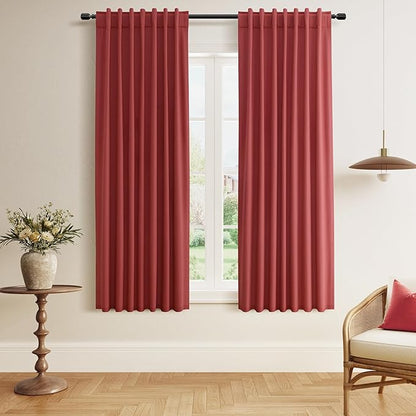 Guken 100% Blackout Linen Curtains 63 Inch Length 2 Panels Set for Living Room Bedroom Back Tab/Rod Pocket Thermal Insulated Black Out Drapes Room Darkening Farmhouse Window Curtains 52x63