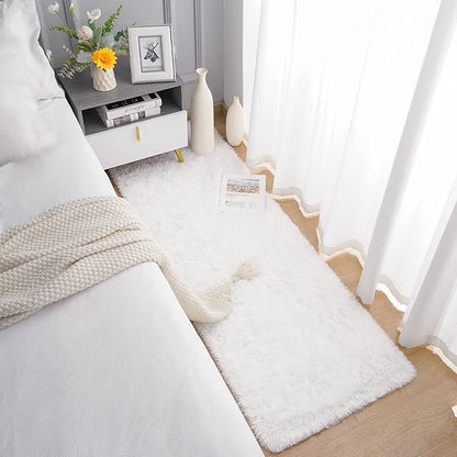 Chicrug Soft Runner Rug for Bedroom Living Room Plush Fluffy Rugs 2x6 Feet, Shag Furry Runner Rug Carpet Non Shedding for Nursery Children Kids Girls Room Home Decorative, Cream