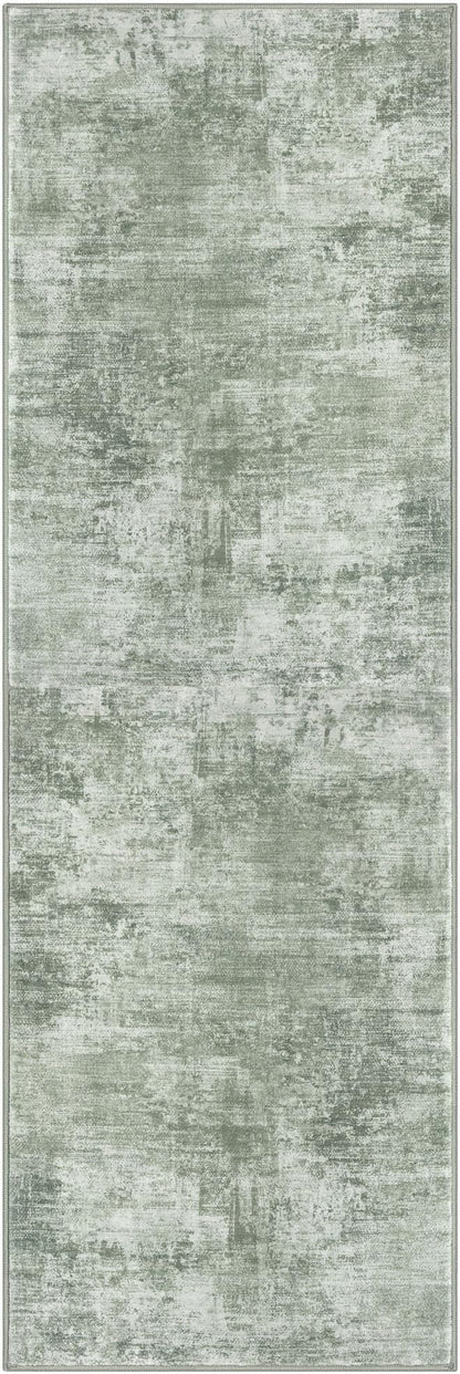 IOHOUZE Abstract Runner Rug 2x6 Ft Washable Runners for Hallways, Non Slip Kitchen Runner Printed Faux Wool Entryway Runner Indoor, Modern Abstract Floor Carpet for Hall Kitchen Bedroom, Sage Green