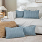 Fancy Homi 4 Packs Boho Light Blue Decorative Throw Pillow Covers 12x24 Inch for Couch Bed Sofa, Rustic Modern Farmhouse Home Decor, Soft Plush Corduroy Cute Rectangle Cushion Case 30x60 cm