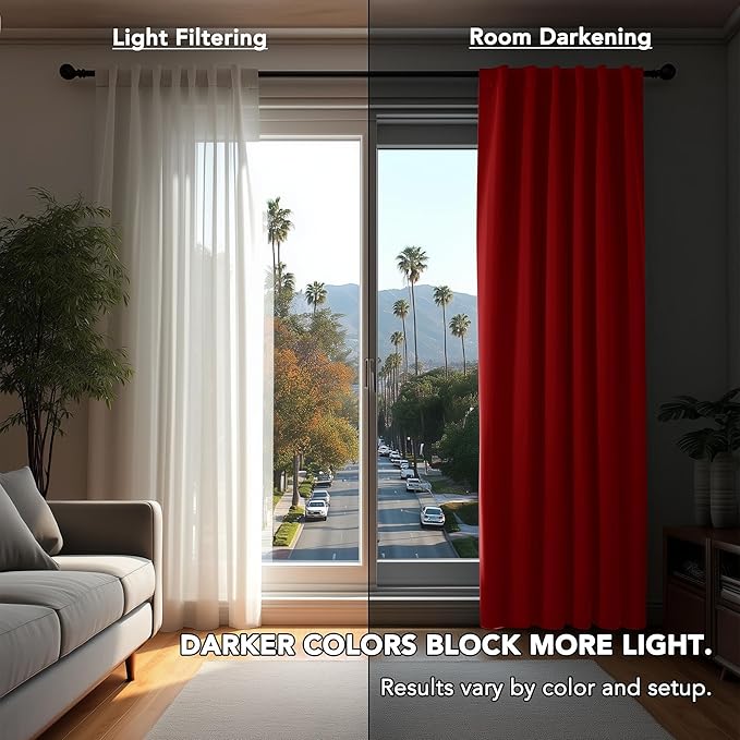 Deconovo Christmas Blackout Curtains, Thermal Insulated, W42 x L63 2 Panels, Back Tab, Machine Washable, Room-Darkening Drapes for Bedroom/Living Room Red