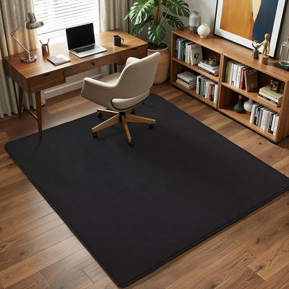 Amearea 6x6 Square Area Rugs for Bedroom Living Room, Modern Black Thickened Memory Foam Rug, Fluffy Indoor Washable Rugs Non Slip Minimalist Carpet for Kids Boys Girls Dorm Nursery Room Decor