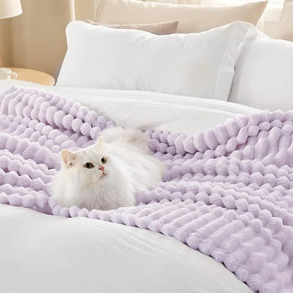 Bedsure GentleSoft Lavender Fog Fleece Blanket for Couch - Super Soft Cozy King Blankets for Women, Cute Small Blanket for Girls, 108x90 Inches