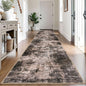 IOHOUZE Abstract Runner Rug 3x14 Ft Washable Runners for Hallways, Non Slip Kitchen Runner Printed Faux Wool Entryway Runner Indoor, Modern Abstract Floor Carpet for Hall Stair, Brown/Rust