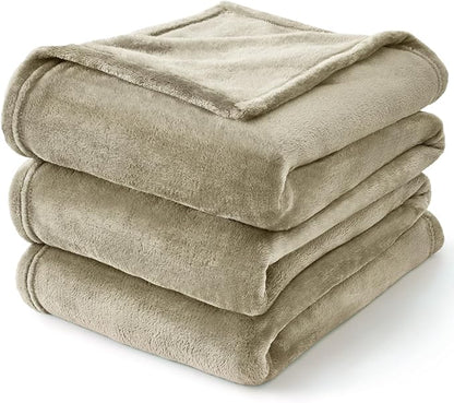 BEDELITE Fleece Blanket Oat Linen Throw Blankets for Couch & Bed, Luxury Plush Cozy Fuzzy Blanket 50x60 inches, Super Soft Warm Lightweight Throw Blanket for Travel Camping