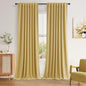Guken 100% Blackout Curtains 100 Inch Length 2 Panels Set for Living Room Bedroom Back Tab Thermal Insulated Black Out Linen Drapes Room Darkening Window Curtains 100 Inches Long,Gold Yellow