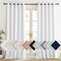 NICETOWN 100% Absolutely Blackout Linen Curtains with Thermal Insulated Liner, Greyish White, 62" Wide, 84" Length Energy Saving Curtains for Living Room 2 Panels Set, Vertical Blinds