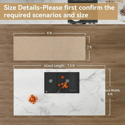 YDKGL 2x6 ft Boho Kitchen Runner Rugs Mat Non Slip Woven Runners for Hallways Washable, Soft Long Entryway Laundry Hall Floor Runner Carpet for Indoor Backdoor Bedroom Kitchen Living Room, Brown