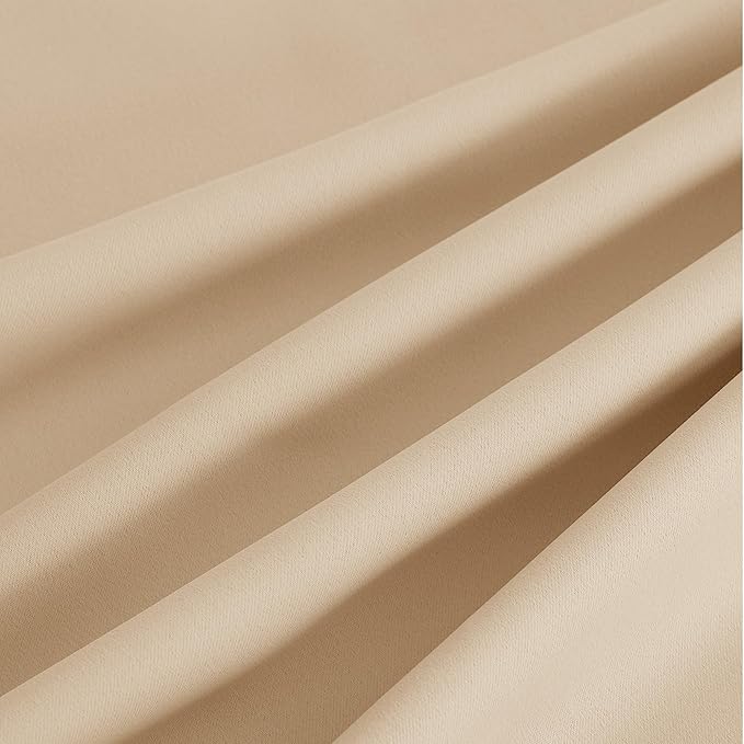 NICETOWN Room Darkening Draperies Curtains Panels, 2 Panels Biscotti Beige W52 x L63