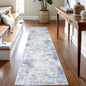IOHOUZE Abstract Runner Rug 2x8 Ft Washable Runners for Hallways, Non Slip Kitchen Runner Printed Faux Wool Entryway Runner Indoor, Modern Floor Carpet for Hall Kitchen Bedroom, Light Blue Grey