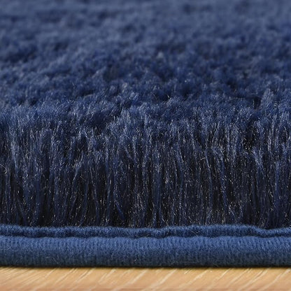 Chicrug Soft Runner Rug for Bedroom Living Room Plush Fluffy Rug 2x10 Feet, Shag Furry Runner Carpet Non Shedding for Nursery Children Kids Girls Room Home Decorative, Navy Blue