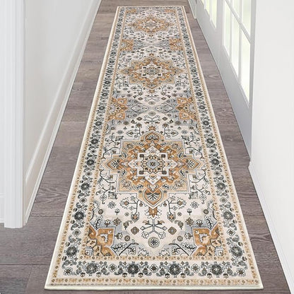 HEBE Hallway Runner Rug 2'x8' Washable Vintage Distressed Area Rugs Non Slip Laundry Rug Runner Boho Floor Carpet Runners for Hallways Entryway Laundry Room Kitchen Bathroom