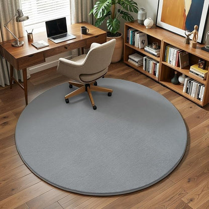 Amearea Grey Round Area Rugs 4ft Washable Circle Rugs for Bedroom Living Room, Fluffy Indoor Thickened Memory Foam Rug, Non Slip Minimalist Circular Carpet for Kids Boys Girls Dorm Nursery Room Decor