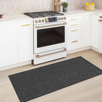 KOZYFLY Runners for Hallways 2x5 ft Washable Kitchen Runner Non Slip Rubber Backed Hall Runners Cotton Entryway Runner Rugs Floor Carpet for Indoor Backdoor Bedroom Kitchen, Black/Dark Grey