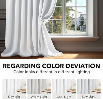 Deconovo Room Darkening Curtains, Thermal Insulated Noise-Reducing Window Panels for Bedroom, Living Room and Home Office, 2 Panels, Pure White, 52W x 95L Inch