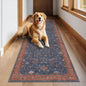 Washable 12 ft Long Runner for Hallway - Navy Blue Kitchen Floor Runner Rug, Pet Friendly Waterproof Non Slip with Rubber Backing, Stain Resistant Laundry Room Rug (3x12 Navy Blue & Terracotta)