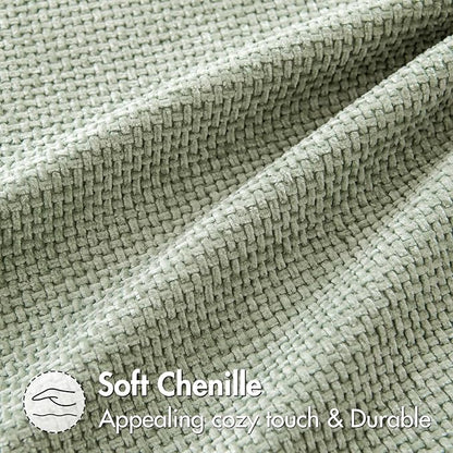 MIULEE Pack of 2 Couch Throw Pillow Covers 20x20 Inch Light Green Modern Boho Accent Decorative Pillow Covers Soft Chenille Farmhouse Cushion Covers for Home Decor Bed Sofa Living Room
