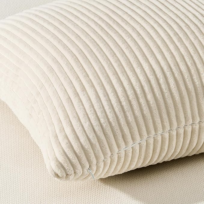 Topfinel Decorative Beige Throw Pillow Covers Cushion Cases, Set of 4 Soft Velvet Modern Double-Sided Designs, Natural Home Decor, Pillow Inserts Not Included (22x22 inch)
