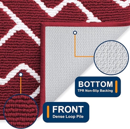 OLANLY Front Door Mat, Non-Slip Rubber Backing, Dirt Resistant and Absorbent, Washable, Easy to Clean Low-Profile Indoor Doormat for Back Door, Entryway, Inside Entrance, 48x32, Burgundy