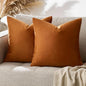 GIGIZAZA Throw Pillow Covers 22x22 Inch Dark Burnt Orange Velvet Pillows Decorative Covers Pack of 2 for Sofa Pillowcase Cushion Covers