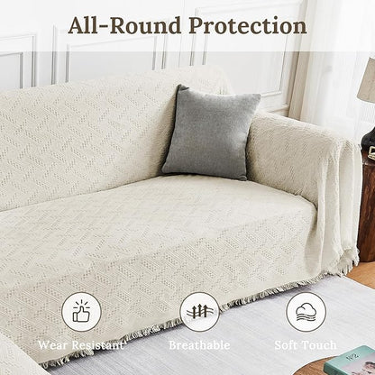 HOMERILLA Sectional Couch Covers for Sectional Sofa L Shaped Sofa Cover Blanket 2 Pieces L Shape Furniture Protector for Pets Dogs(Ivory, X-Large)