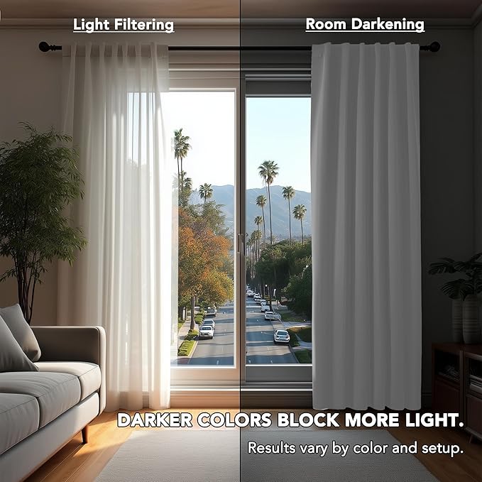 Deconovo Blackout Curtains, Thermal Insulated, W52 x L72 2 Panels, Back Tab, Machine Washable, Room-Darkening Drapes for Bedroom/Living Room Greyish White