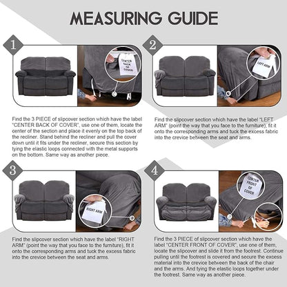 ULTICOR Reclining Love Seat Slipcover, 48" - 65" L, 6-Piece Velvet Stretch Loveseat Reclining Sofa Covers, 2 seat Love seat Recliner Cover, Thick, Soft, Washable (Dark Grey)