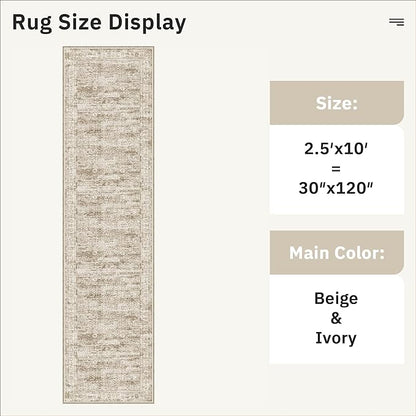 Runner Rug 2'6" x 10' Washable Non-Slip Runner Rugs for Kitchen Bathroom Laundry Room Vintage Ultra Thin Runners for Hallway Entryway Brown