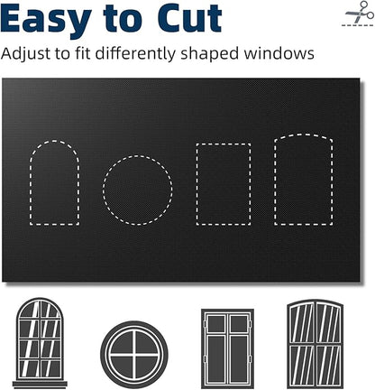 NIGHTON Portable Blackout Curtains 71"×57", Strong Hook and Loop Tape Strips with Adhesive, Cuttable Blackout Window Cover, 100% Black Out Material Blinds for Baby Nursery or Travel - Black
