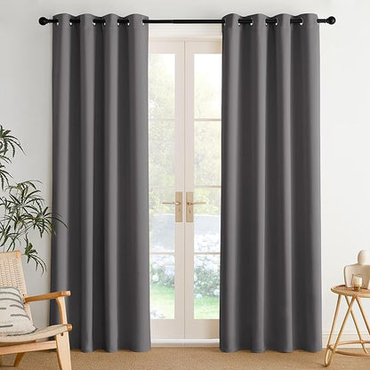 NICETOWN Room Darkening Draperies Curtains Panels, 2 Panels Grey W52 x L84
