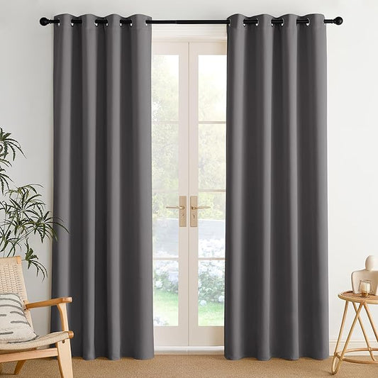 NICETOWN Room Darkening Draperies Curtains Panels, 2 Panels Grey W52 x L84