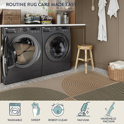 Lahome Enfys Modern Rainbow Easy Jute Rug, 2x8 Hallway Runner Washable Rugs for Entryway Farmhouse Kitchen Rug, Non Slip Indoor Outdoor Carpet Contemporary Throw Door Mat for Bedroom Porch