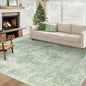 Area Rug 6x9 Washable Rug, Vintage Boho Medallion Rugs Non-Slip Soft Low Pile Large Distressed Rug Indoor Retro Carpet for Living Room Bedroom Dining Room Home Office (SageGreen, 6'x9')