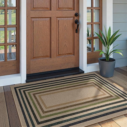 Lahome Enfys Modern Geometric Easy Jute Entryway Rug, 3x5 Washable Farmhouse Kitchen Rugs for Bedroom, Contemporary Non Slip Non Shedding Woven Carpet for Living Room