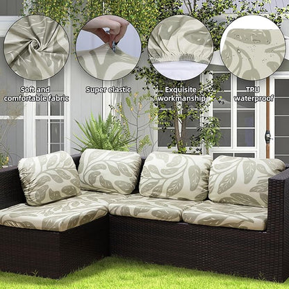 8Pcs Outdoor Cushion Covers, Patio Cushion Covers,Stretch Elastic Slipcovers, Replacement Washable & Reusable Furniture Protector for Patio Couch (Hummingbird-Pattern,Cover Only)