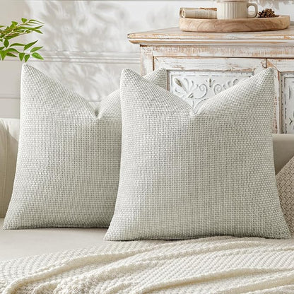 MIULEE Pack of 2 Couch Throw Pillow Covers 18x18 Inch Grey-White Modern Boho Accent Decorative Pillow Covers Soft Chenille Farmhouse Cushion Covers for Home Decor Bed Sofa Living Room