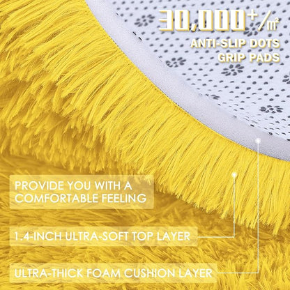 OLANLY Area Rugs for Living Room Bedroom, Machine Washable 4x5.9 ft Soft Fluffy Shaggy Bedside Rug, Indoor Floor Carpet for Kids Girls and Boys, Dorms, Nursery Rooms, Home Decor Aesthetic, Yellow