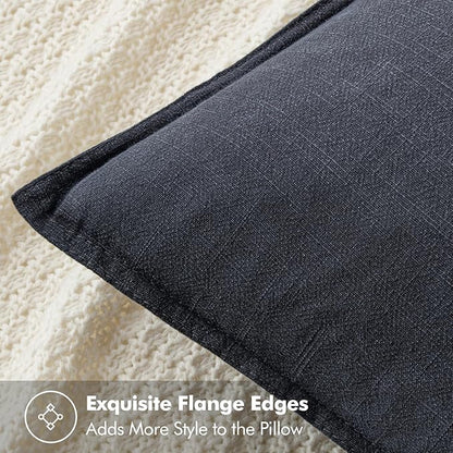 MIULEE Decorative Linen Pillow Covers 20x20 Inch Dark Gray Boho Farmhouse Neutral Couch Throw Pillows for Bed Pack of 2 Accent Modern Pillowcase Sofa Livingroom Home Decor