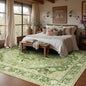 Area Rugs 10'x12' Washable Non-Slip, Floral Vintage Distress Print Pattern Medallion Carpet for Living Room Bedroom Dining Room, Sage Green Yellow